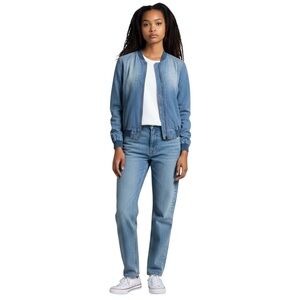 Sam Edelman Blue Denim Zip Up Bomber Jacket Women’s Size Small